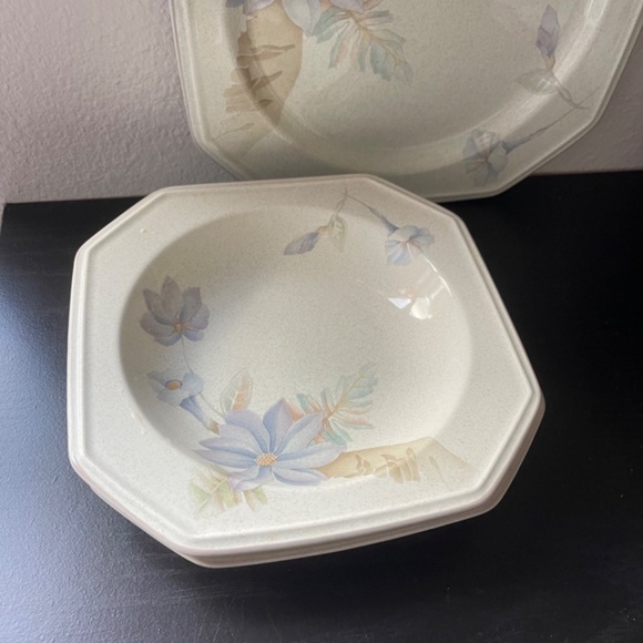 MIKASA Belle Meade Casual Moods Rim Soup Bowl (2 pcs) & Dinner Plate (1pcs) - Picture 3 of 9